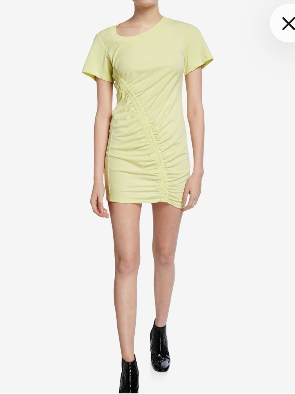 ALEXANDERWANG Women’s Ruched Short Sleeve Dress — Pale Yellow